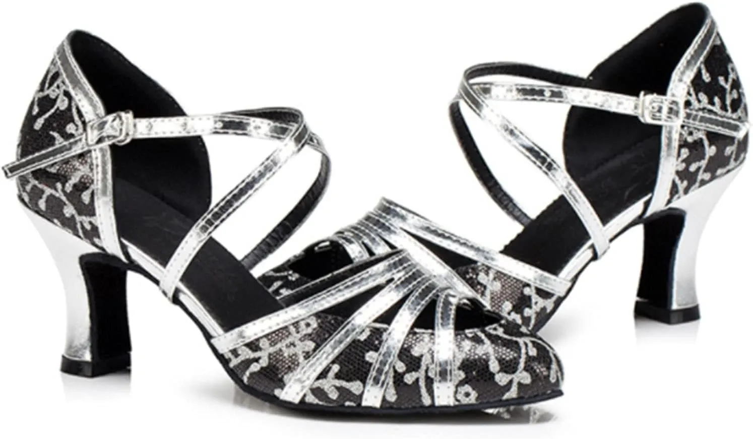 Women's Fashion Ballroom Party Glitter Latin Dance Shoes, Closed Toe Modern Tango Ballroom Dance Shoes, for Wedding Evening Party (Color : Silver 8cm, Size : 5.5)