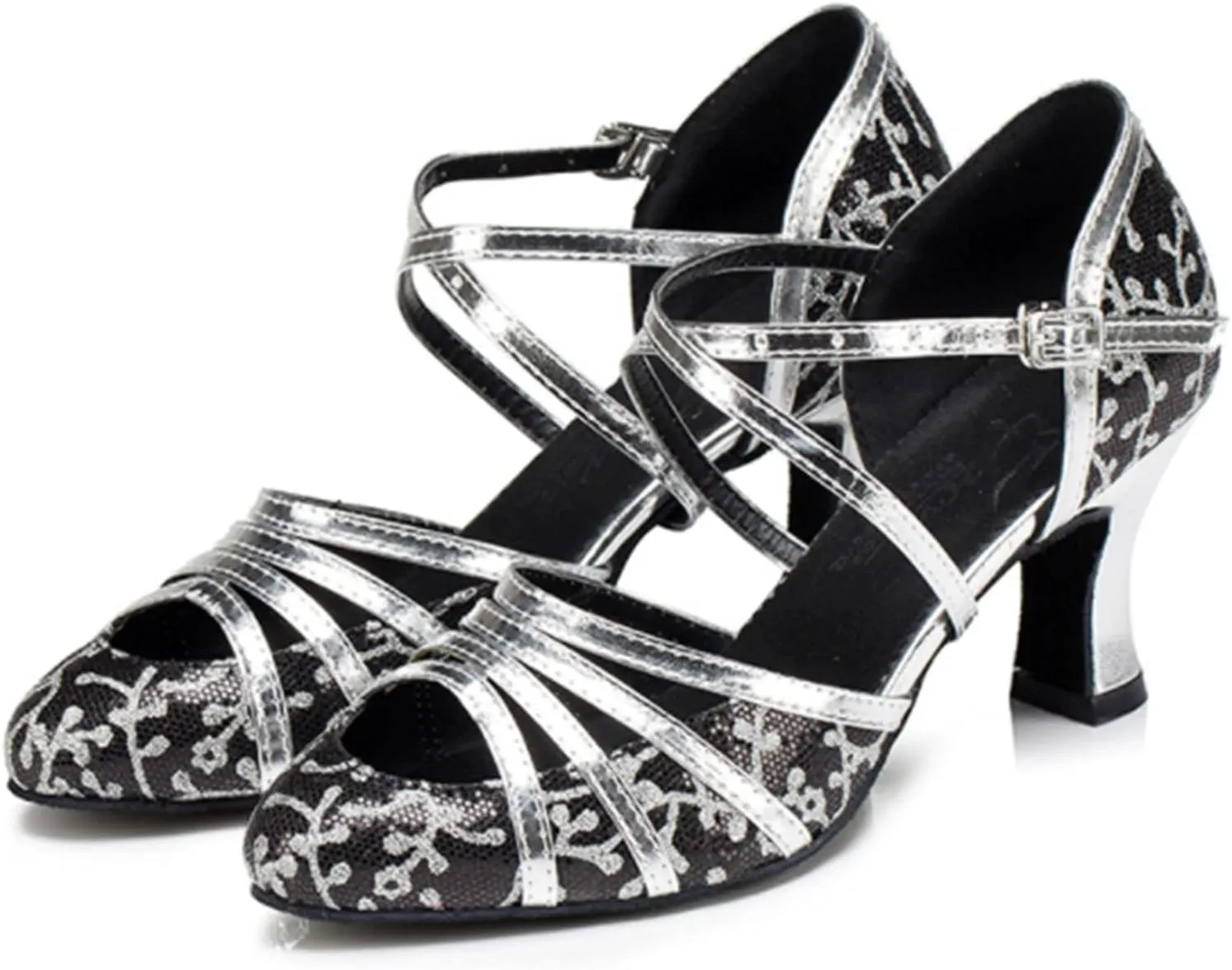 Women's Fashion Ballroom Party Glitter Latin Dance Shoes, Closed Toe Modern Tango Ballroom Dance Shoes, for Wedding Evening Party (Color : Silver 8cm, Size : 5.5)