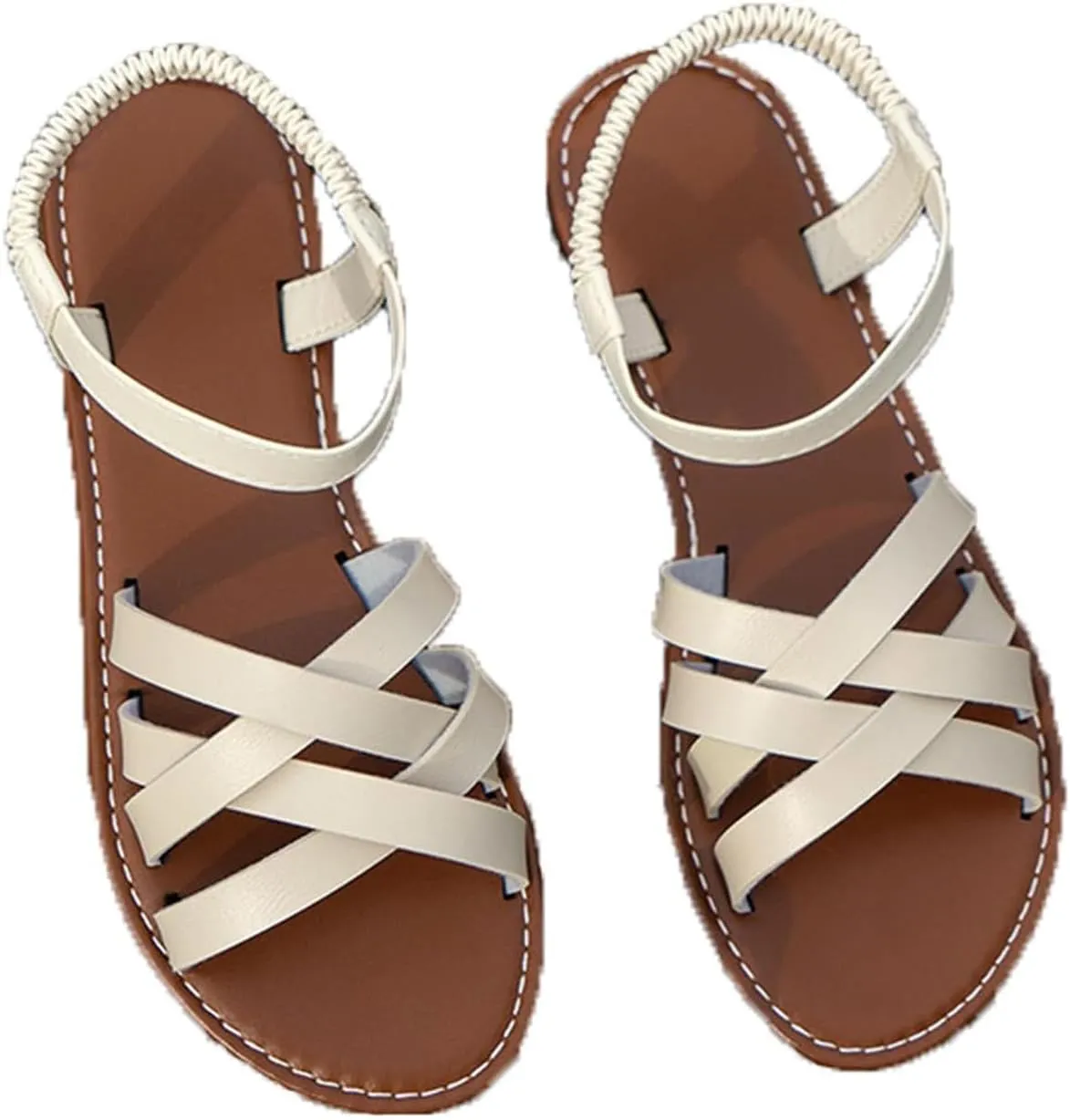 Women's Flat Sandal Cross Band Walking Sandals Open Toe Ankle Straps Shoes Summer Comfortable Stylish Sandals