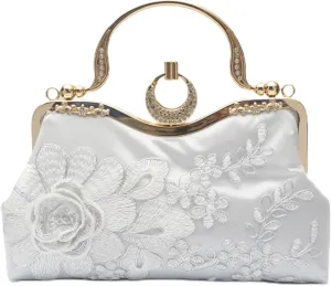 Women's Flower Evening Handbags Bride Bridesmaid Wedding Clutches Prom Cocktail Party Handbags