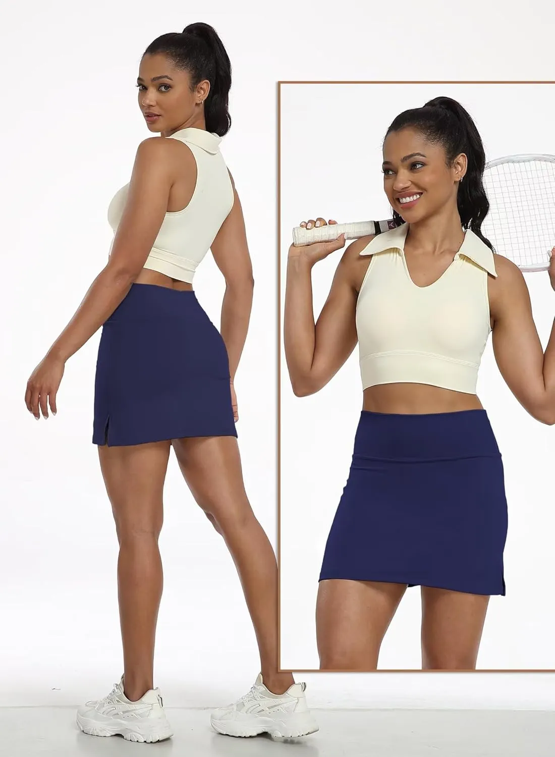 Women's High Waisted A-Line Skirt Mini Athletic Skater Skorts for Women Uniform Skorts with Shorts Pockets