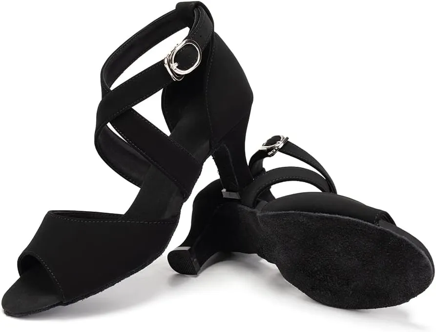 Women's Latin Dance Shoes Open Toe Professional Ballroom Salsa Tango Performance Dance Shoes,Model FT095