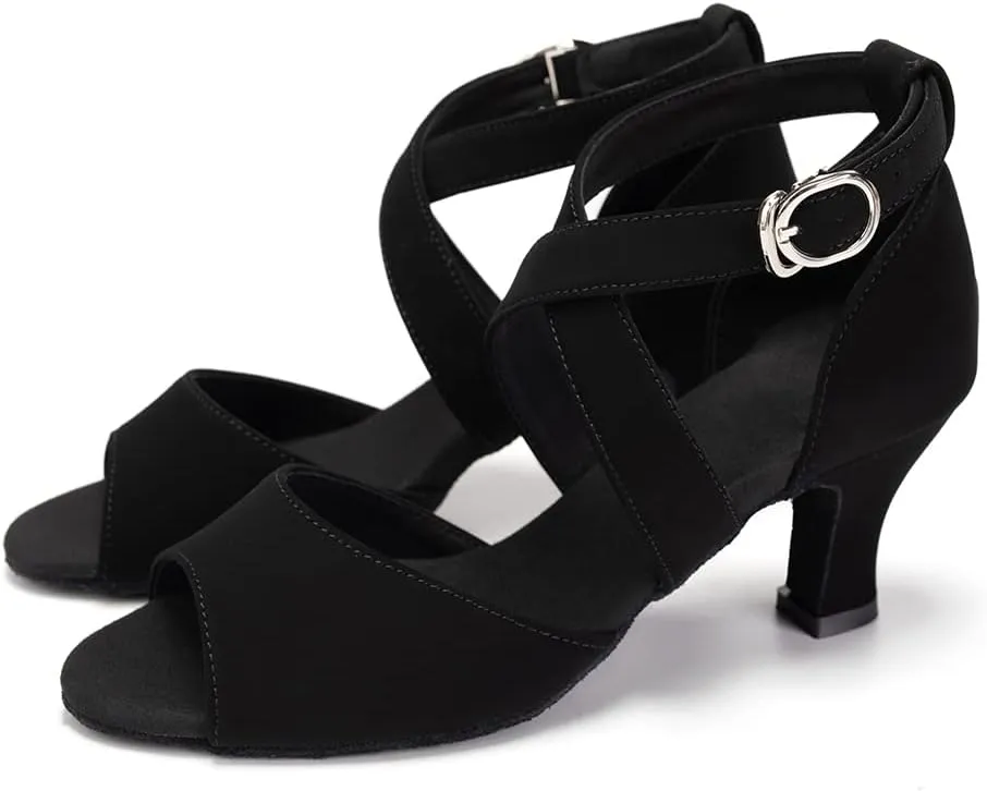 Women's Latin Dance Shoes Open Toe Professional Ballroom Salsa Tango Performance Dance Shoes,Model FT095