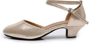 Women's Latin Dance Shoes Performance Ballroom Standard Adult Low Mid-Heeled Soft Thick Sole Closed Toe Modern Dancing Shoes