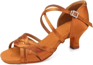 Women's Latin Dance Shoes Silk Satin Open Toe Professional Ballroom Tango Salsa Dance Practice Performance Dance Heels