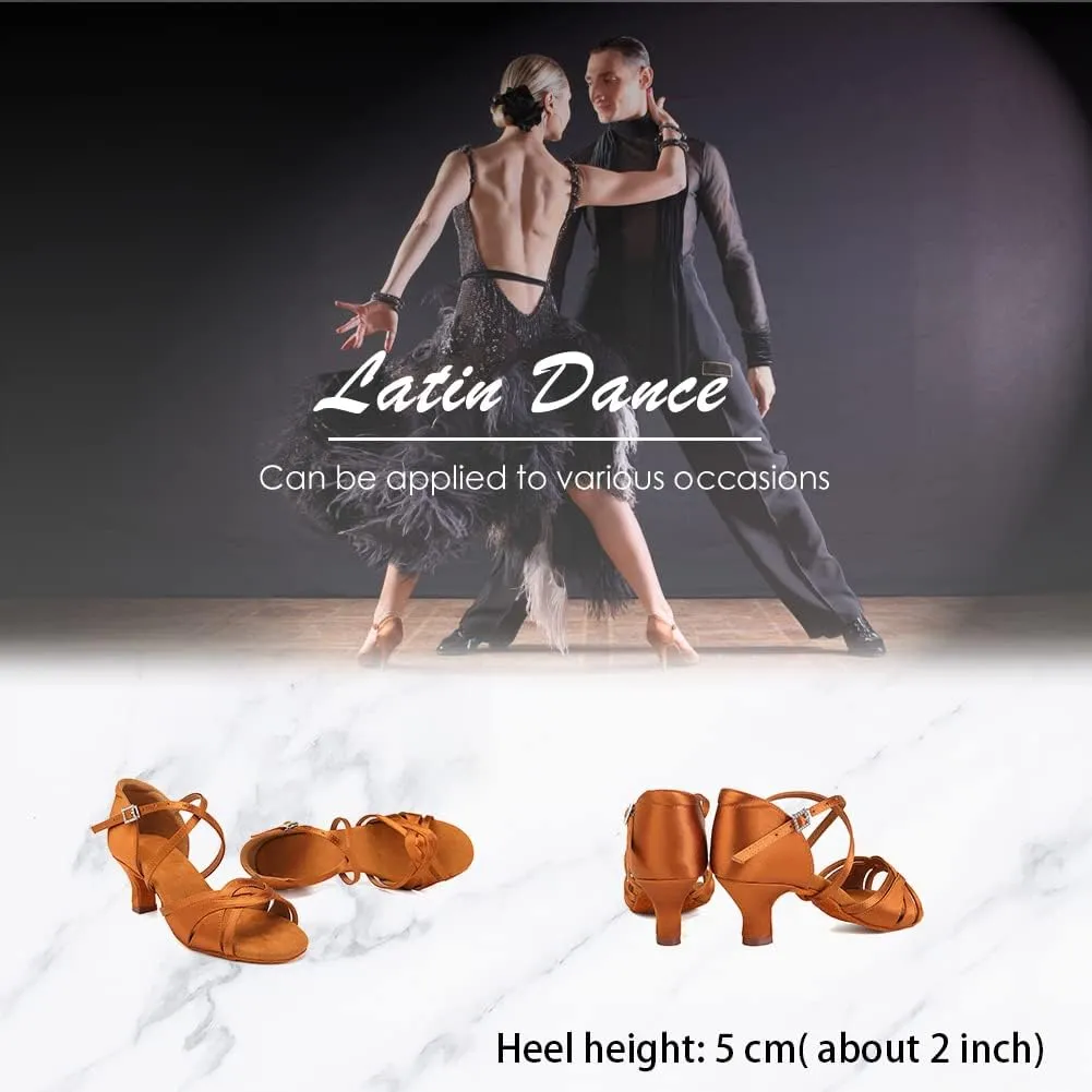 Women's Latin Dance Shoes Silk Satin Open Toe Professional Ballroom Tango Salsa Dance Practice Performance Dance Heels