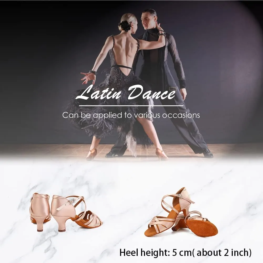 Women's Latin Dance Shoes Silk Satin Open Toe Professional Ballroom Tango Salsa Dance Practice Performance Dance Heels