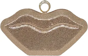 Womens Lip Shaped Evening Purse Sparkling Rhinestone Clutch Shoulder Bag Trendy Party Handbag Chain Crossbody Bags