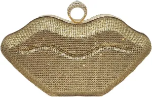 Womens Lip Shaped Evening Purse Sparkling Rhinestone Clutch Shoulder Bag Trendy Party Handbag Chain Crossbody Bags