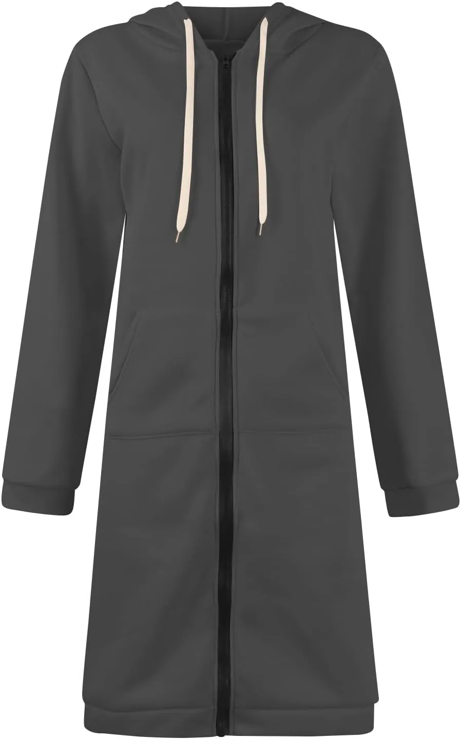 Women's Long Sleeve Long Hooded Open Front Cardigan Jacket With Pockets Casual Lightweight Duster Coat Fall And Winter