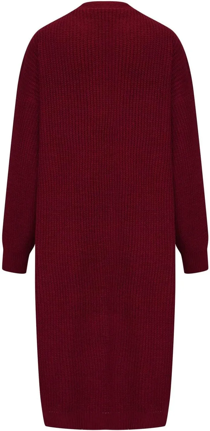 Women's Open Front Cardigan Oversized Chunky Knit Sweater Long Lantern Sleeve Outwear with Pocket 2025 Fashion