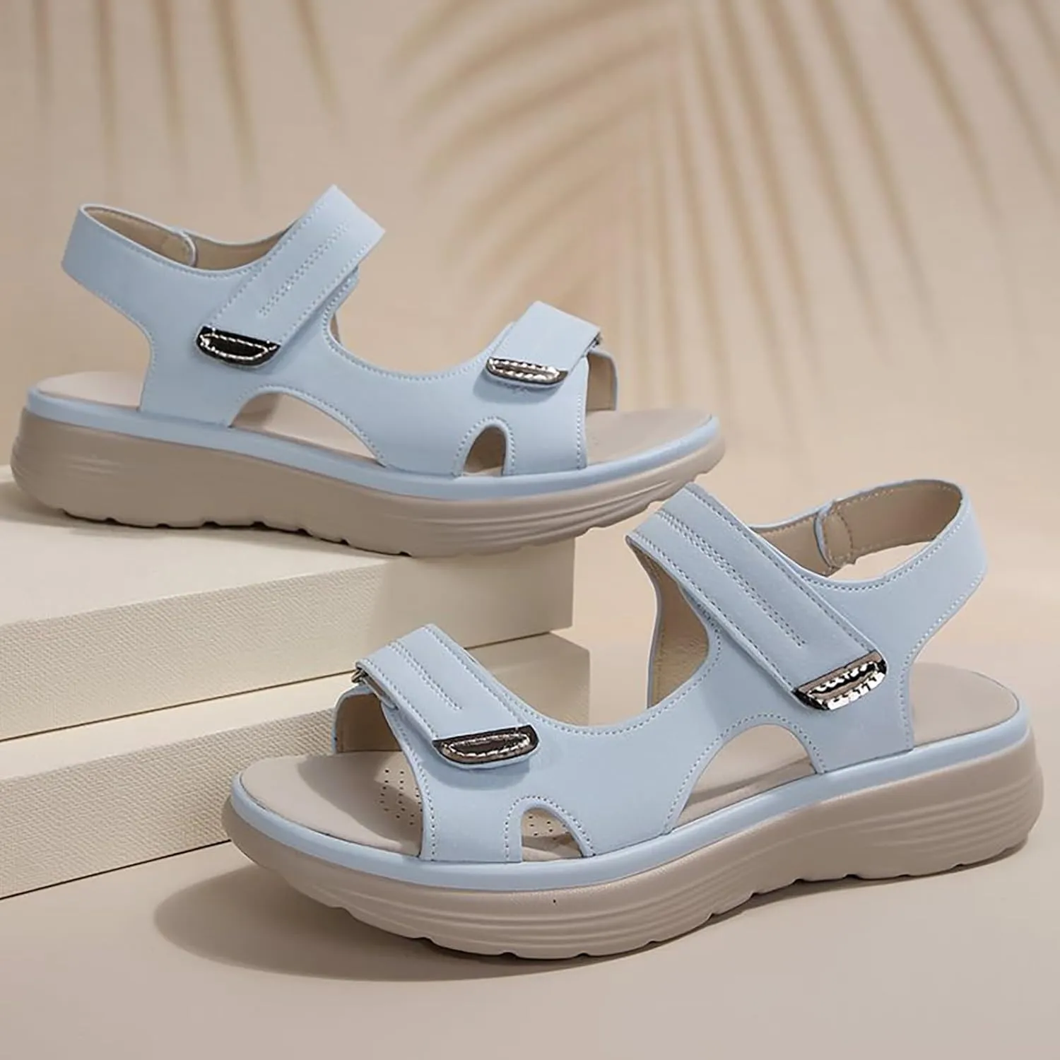 Womens Orthopedic Walking Sandals 2025 Summer Open Toe Walking Adjustable Leather Strap Sandals Beach Casual Comfortable Arch Support Sandals