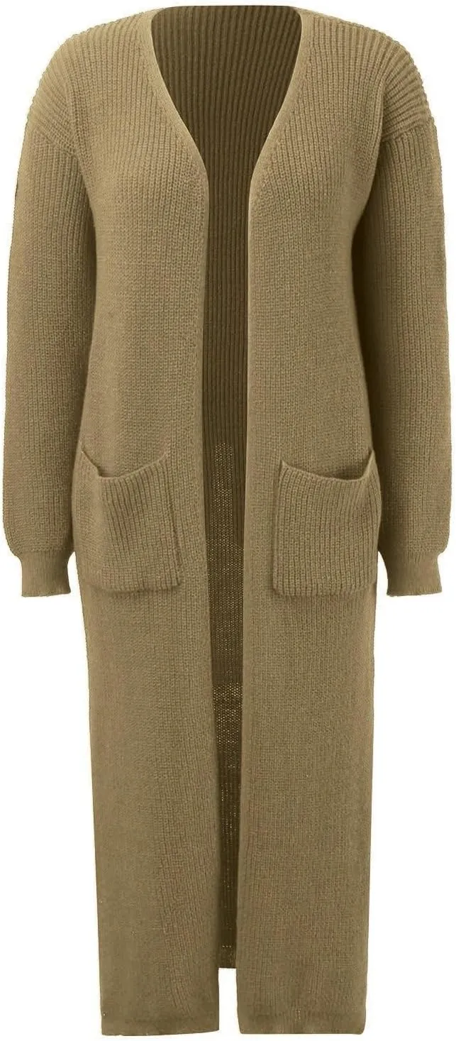Women's Oversized Slouchy Knit Chunky Open Front Sweater Coat with Pockets