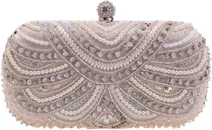 Womens Pearl Clutch Bag Embroidered Purses Handbags Sequin Clutches Wedding Evening Purse