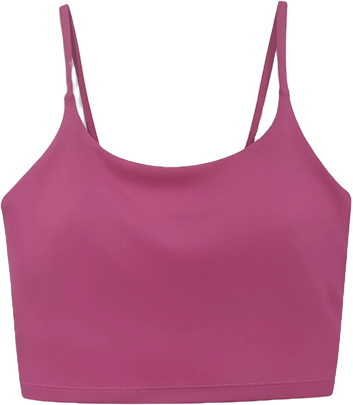 Womens Spaghetti Strap Sports Bra Scoop Neck Wireless Padded Yoga Bra Camisole Summer Athletic Workout Crop Tops