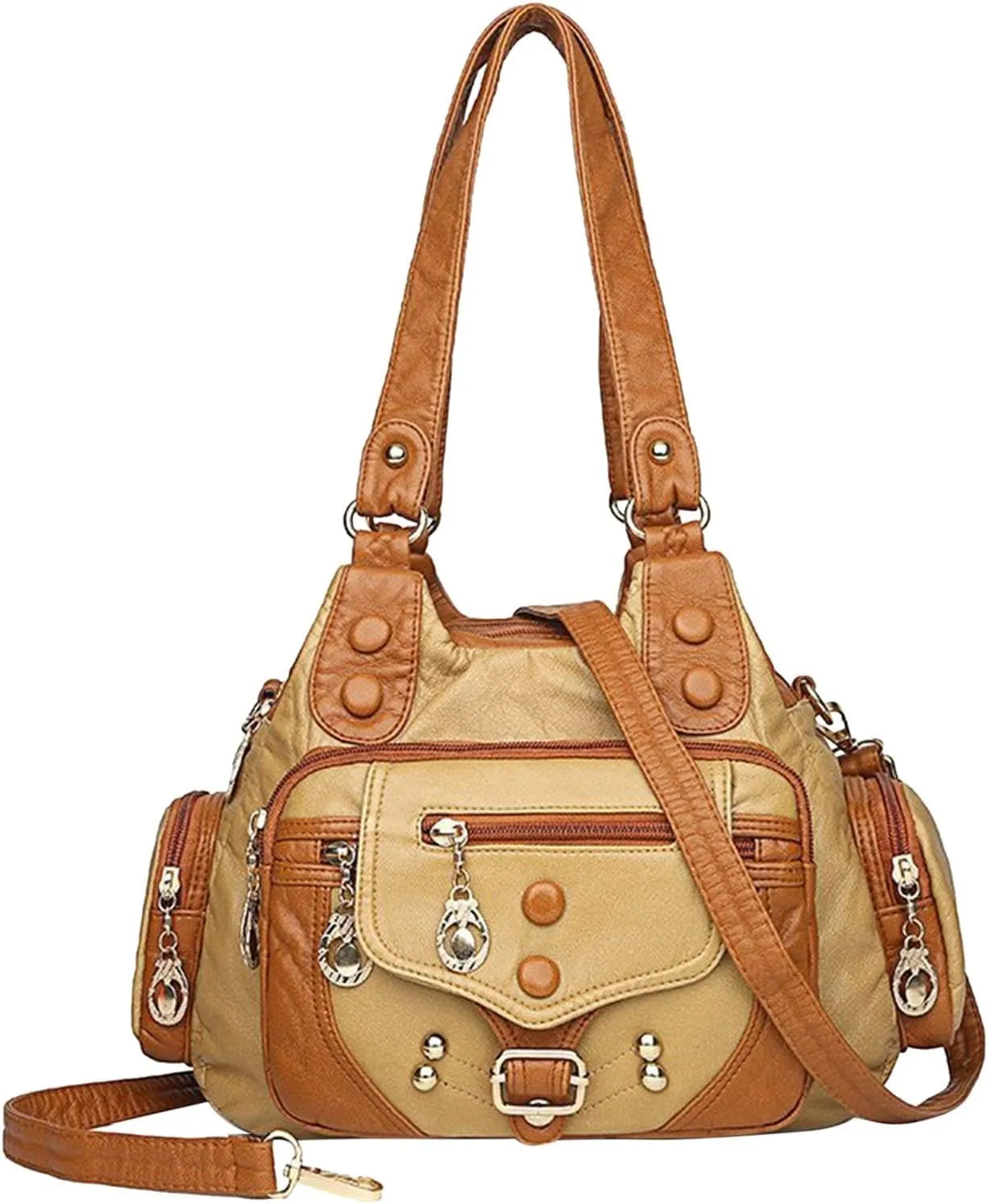 Womens Tote Bag Fashion Handbags Purse Satchel Shoulder Bags Leather Bag For Ladies Shoulder Tote Bag (Beige, One Size)