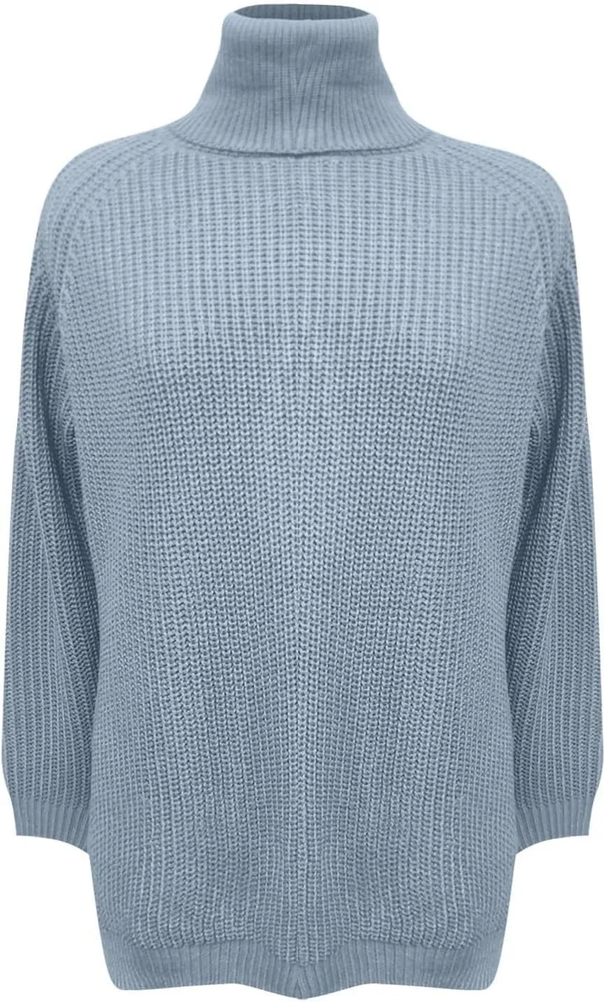 Women's Turtleneck Ribbed Knit Pullover Sweaters 2024 Fall Winter Long Sleeve Chunky Cable Weaving Sweater Tops