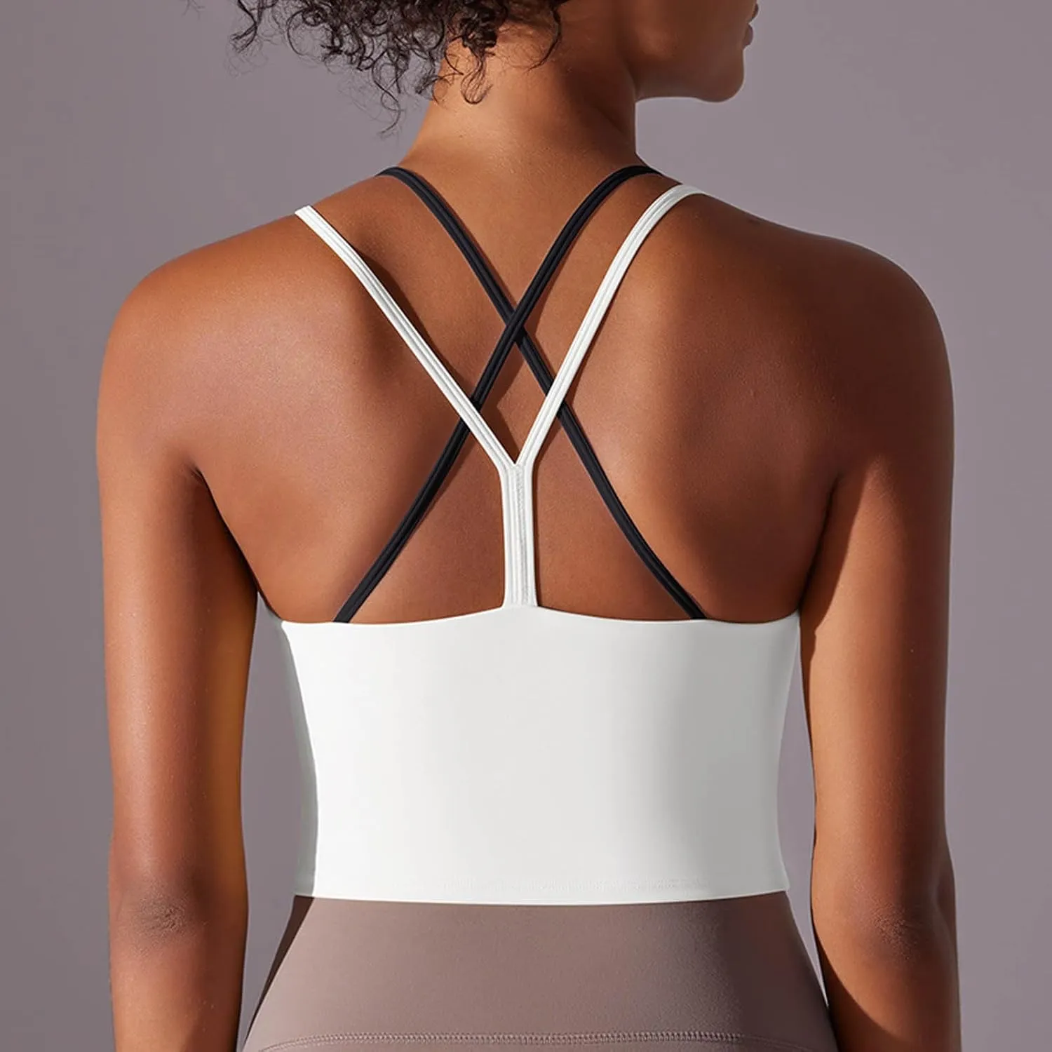 Workout Tops for Women Cropped Spaghetti Straps Sports Tank Tops Cross Beauty Back Sleeveless Yoga Gym Athletic Tops