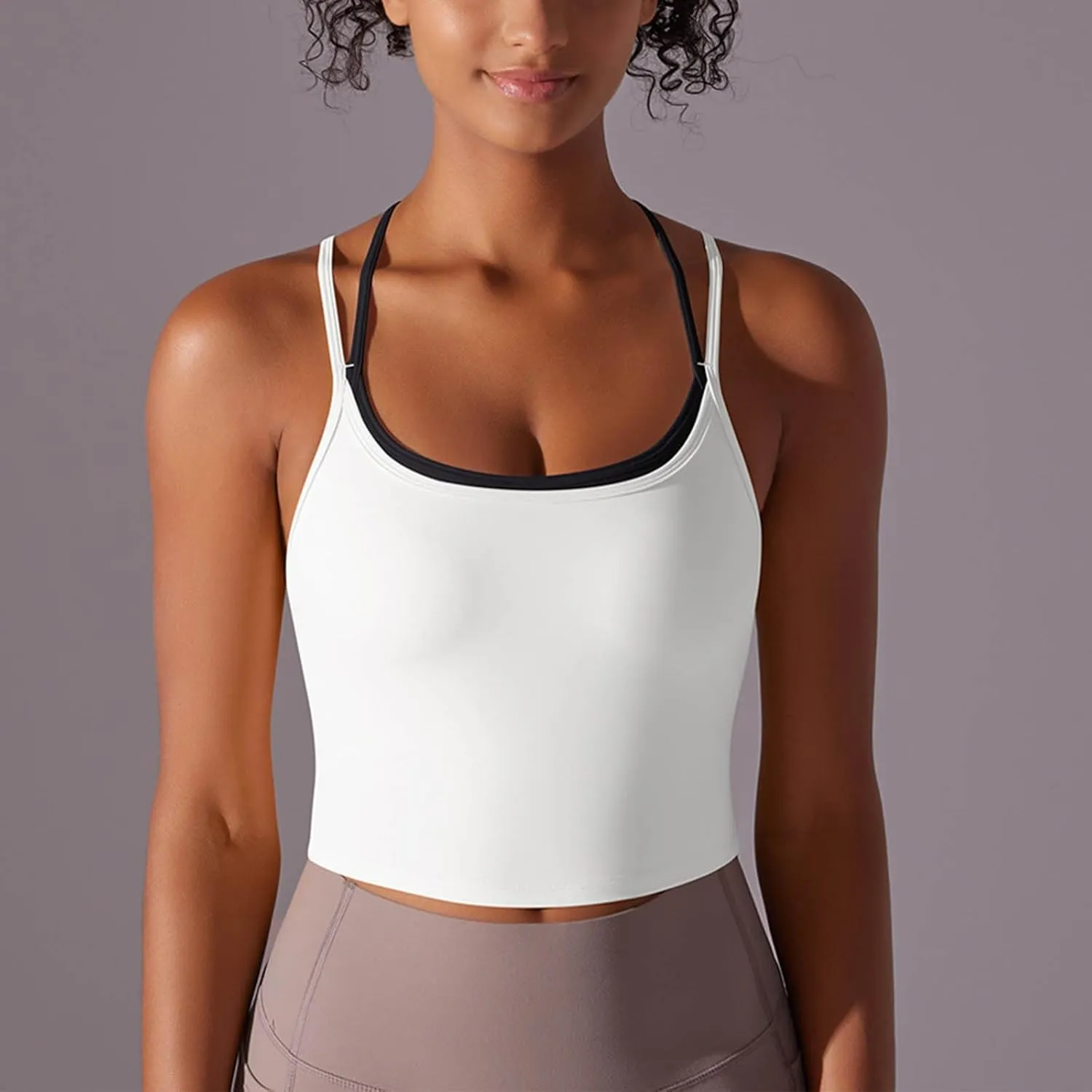 Workout Tops for Women Cropped Spaghetti Straps Sports Tank Tops Cross Beauty Back Sleeveless Yoga Gym Athletic Tops