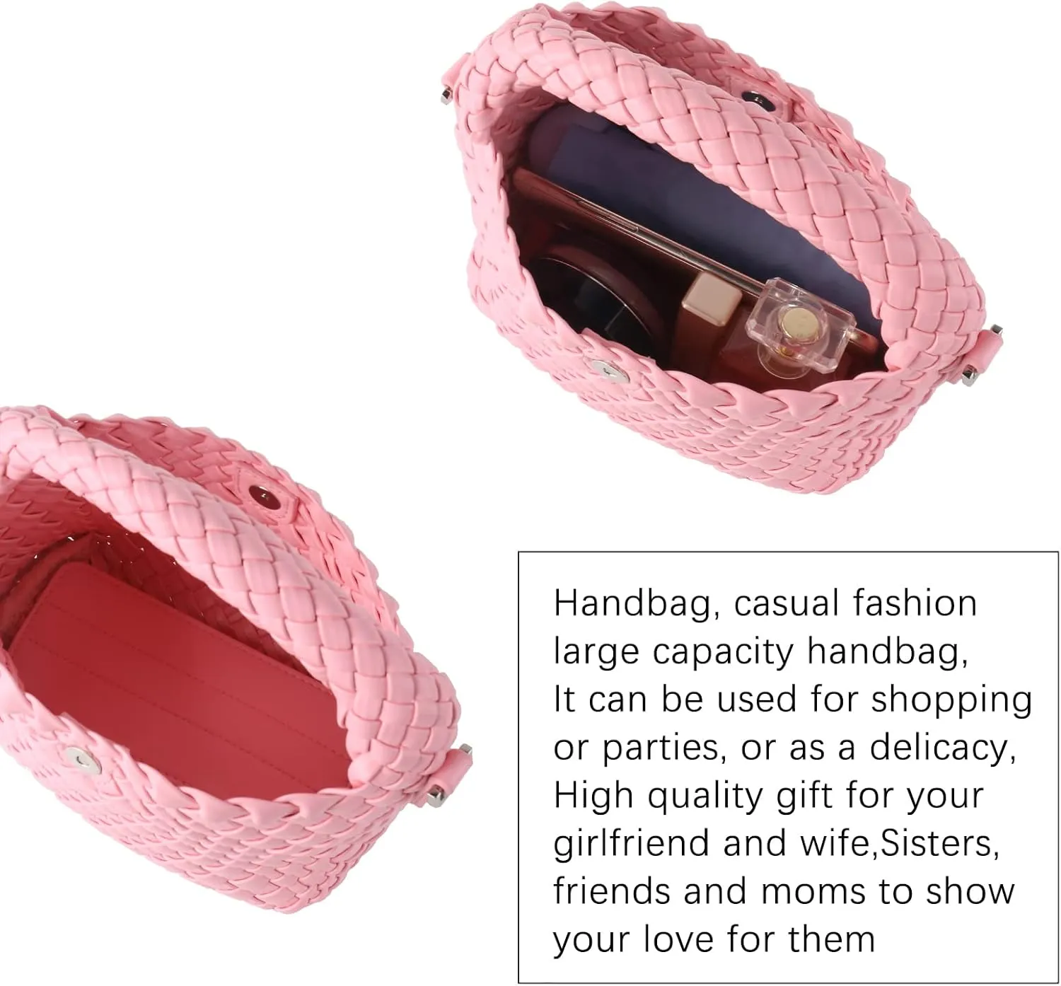 Woven Crossbody Bags for Women, Small Woven Purse Shoulder Bag with Detachable Strap, Leather Handbag Mini Hobo Bag