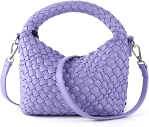 Woven Crossbody Bags for Women, Small Woven Purse Shoulder Bag with Detachable Strap, Leather Handbag Mini Hobo Bag