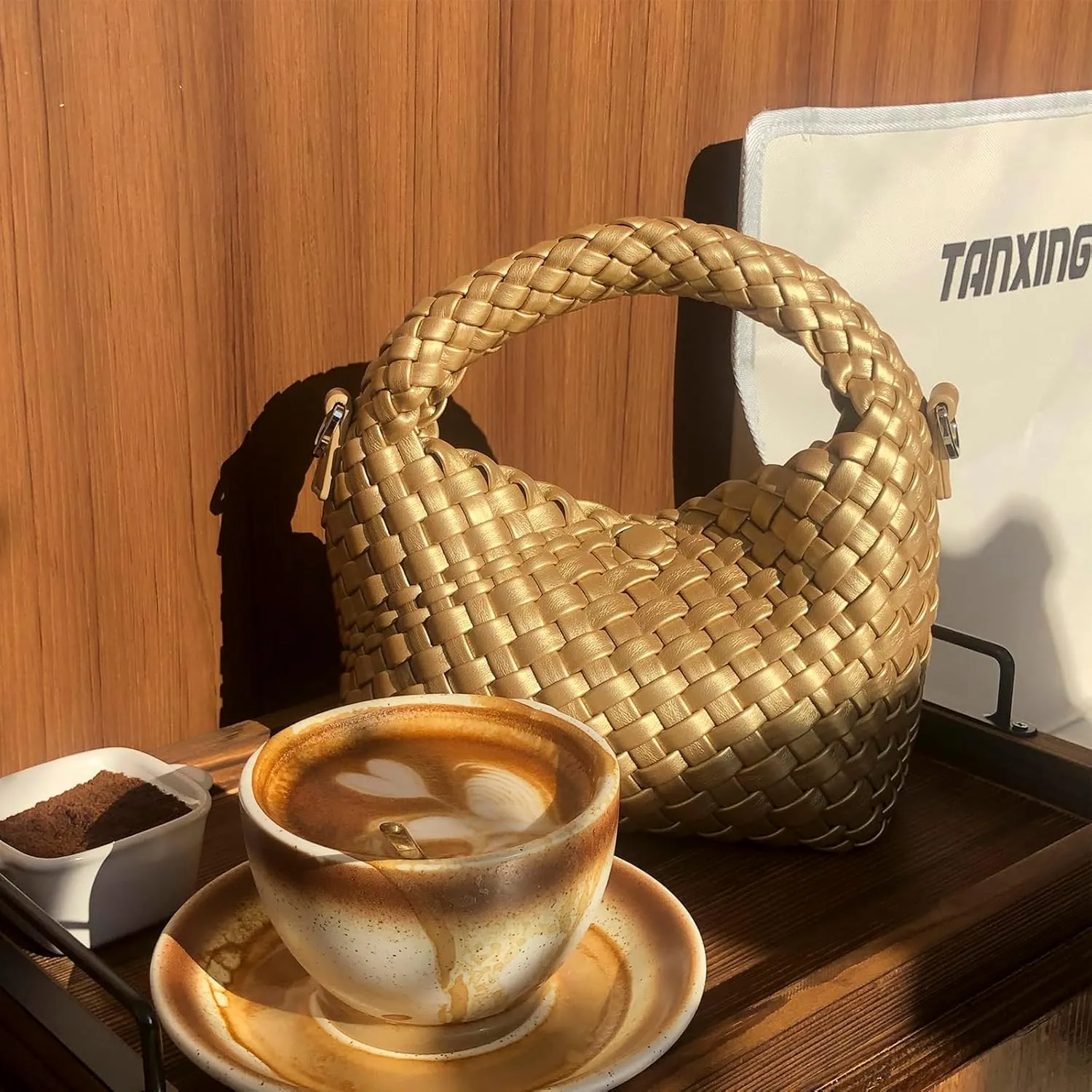 Woven Crossbody Bags for Women, Small Woven Purse Shoulder Bag with Detachable Strap, Leather Handbag Mini Hobo Bag