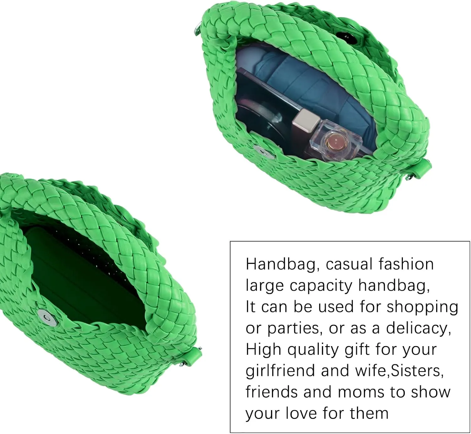 Woven Crossbody Bags for Women, Small Woven Purse Shoulder Bag with Detachable Strap, Leather Handbag Mini Hobo Bag