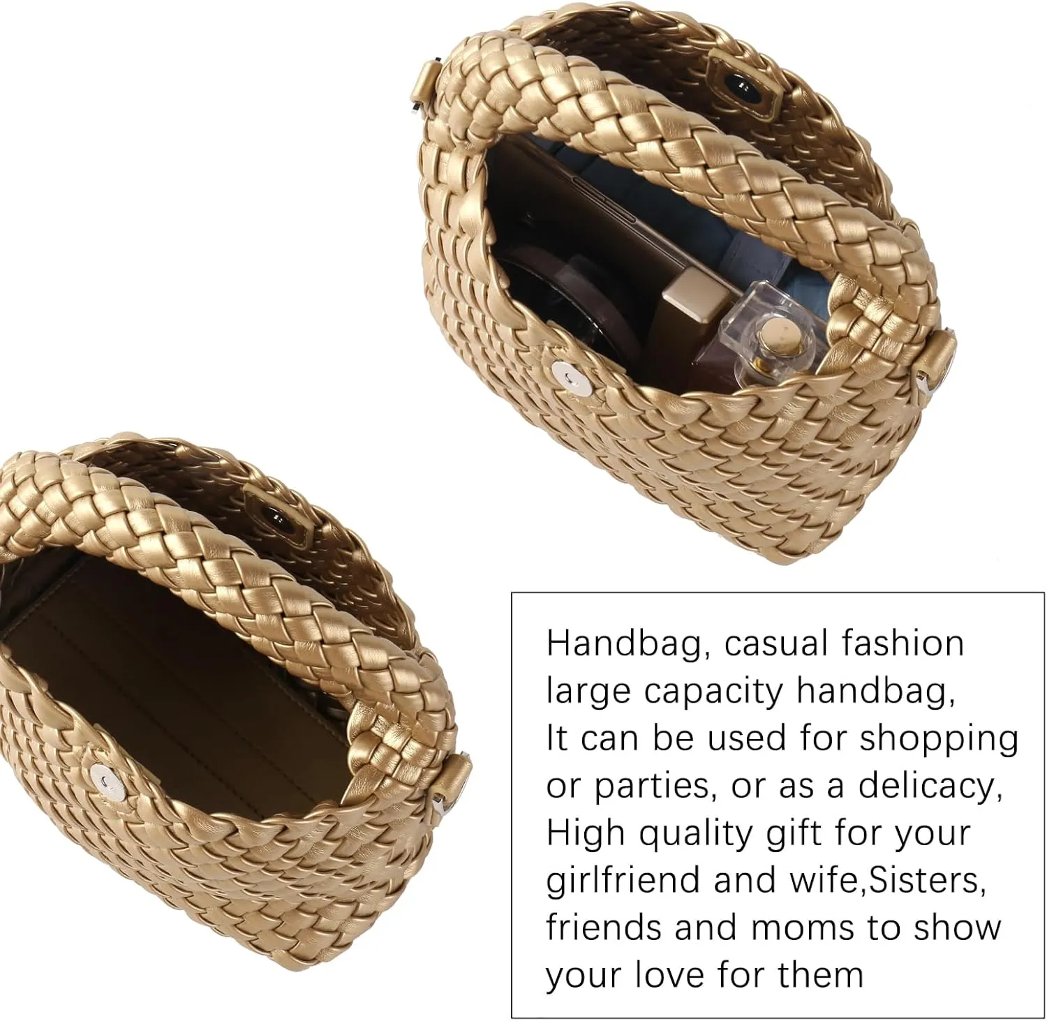 Woven Crossbody Bags for Women, Small Woven Purse Shoulder Bag with Detachable Strap, Leather Handbag Mini Hobo Bag