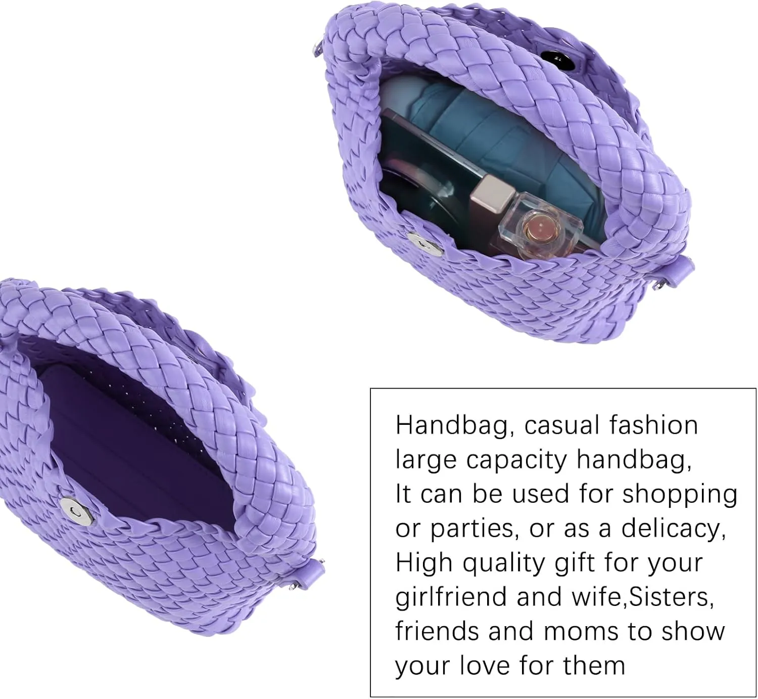 Woven Crossbody Bags for Women, Small Woven Purse Shoulder Bag with Detachable Strap, Leather Handbag Mini Hobo Bag
