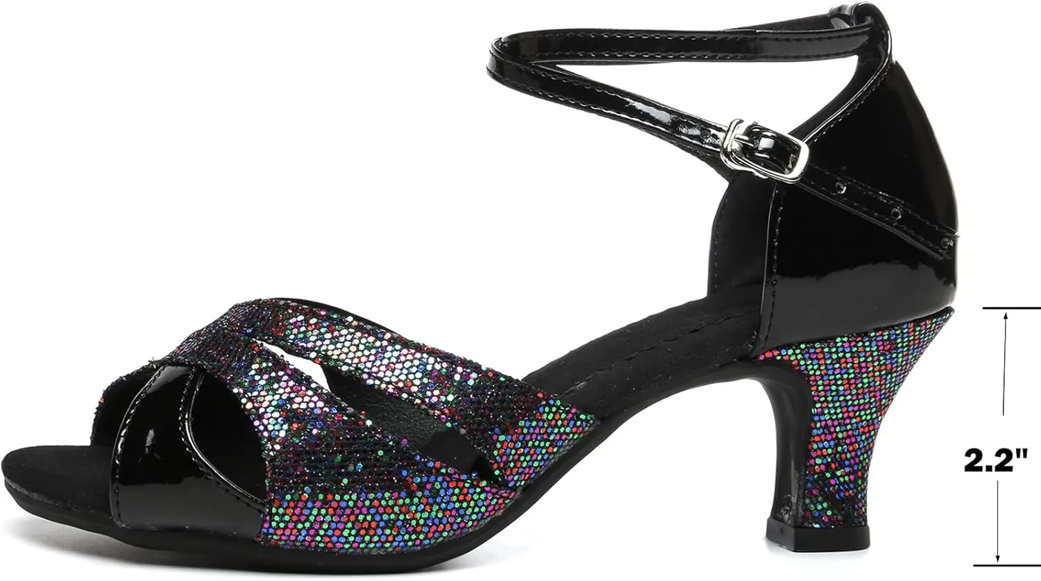 WUIWUIYU Women Dance Shoes 2.2" Ankle Strap Dancing Heels for Ballroom Salsa Tango Flamenco Latin Paso Doble Footwears