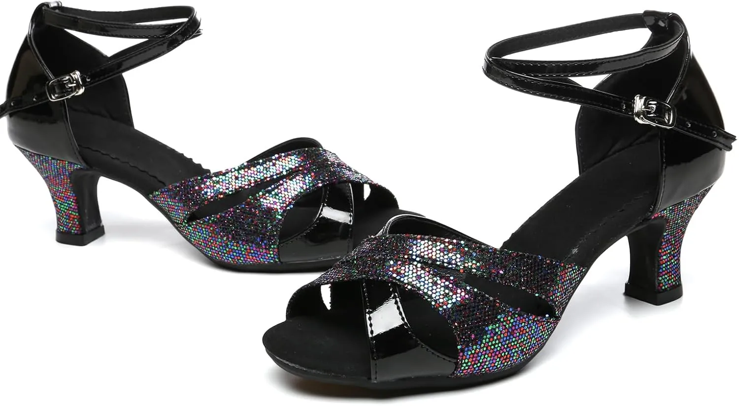 WUIWUIYU Women Dance Shoes 2.2" Ankle Strap Dancing Heels for Ballroom Salsa Tango Flamenco Latin Paso Doble Footwears