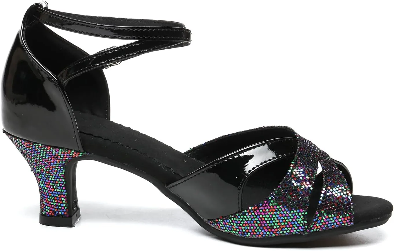 WUIWUIYU Women Dance Shoes 2.2" Ankle Strap Dancing Heels for Ballroom Salsa Tango Flamenco Latin Paso Doble Footwears