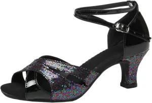 WUIWUIYU Women Dance Shoes 2.2" Ankle Strap Dancing Heels for Ballroom Salsa Tango Flamenco Latin Paso Doble Footwears