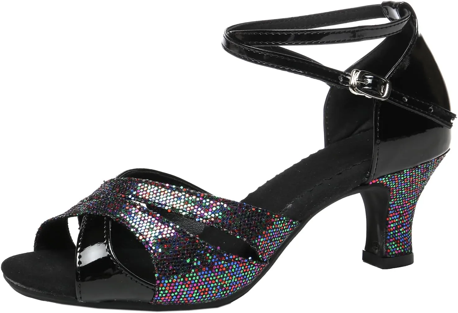 WUIWUIYU Women Dance Shoes 2.2" Ankle Strap Dancing Heels for Ballroom Salsa Tango Flamenco Latin Paso Doble Footwears