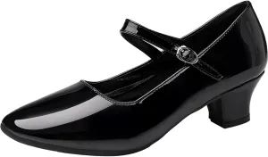 WUIWUIYU Womens Latin Ballroom Dance Shoes Pointed-Toe Ankle Strap Soft Sole Dancing Heels Mary Jane Shoe