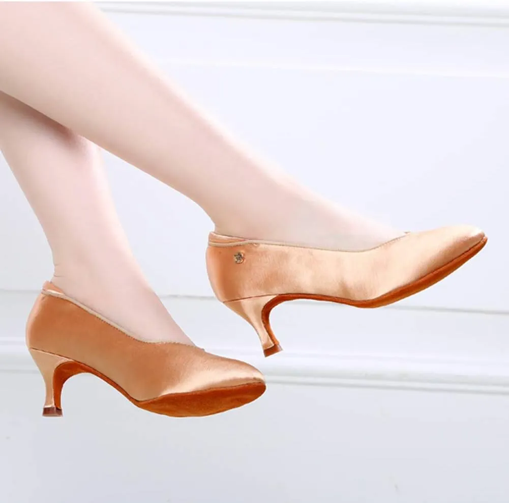 YKXLM Closed Toe Modern Character Shoes for Women Latin Ballroom Dance Shoes Women Party Wedding Pump Shoes,Model KCMD