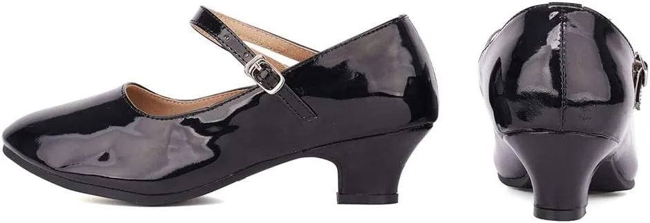 YKXLM Women's and Girls Latin Ballroom Dance Shoes Closed Toe Character Shoes Ankle Strap Salsa Tango Practice Ballroom Party Performance Shoe,Model DY-SD