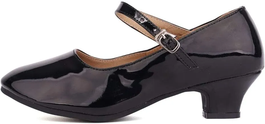 YKXLM Women's and Girls Latin Ballroom Dance Shoes Closed Toe Character Shoes Ankle Strap Salsa Tango Practice Ballroom Party Performance Shoe,Model DY-SD