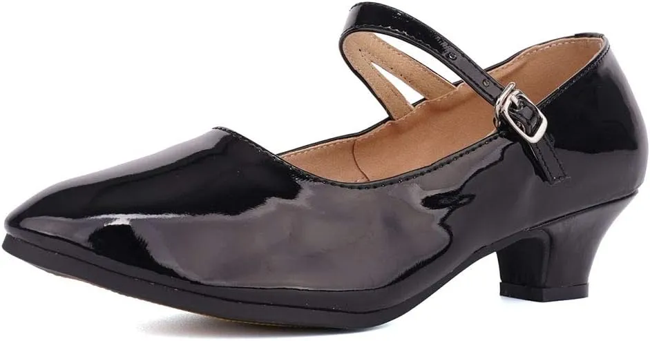 YKXLM Women's and Girls Latin Ballroom Dance Shoes Closed Toe Character Shoes Ankle Strap Salsa Tango Practice Ballroom Party Performance Shoe,Model DY-SD