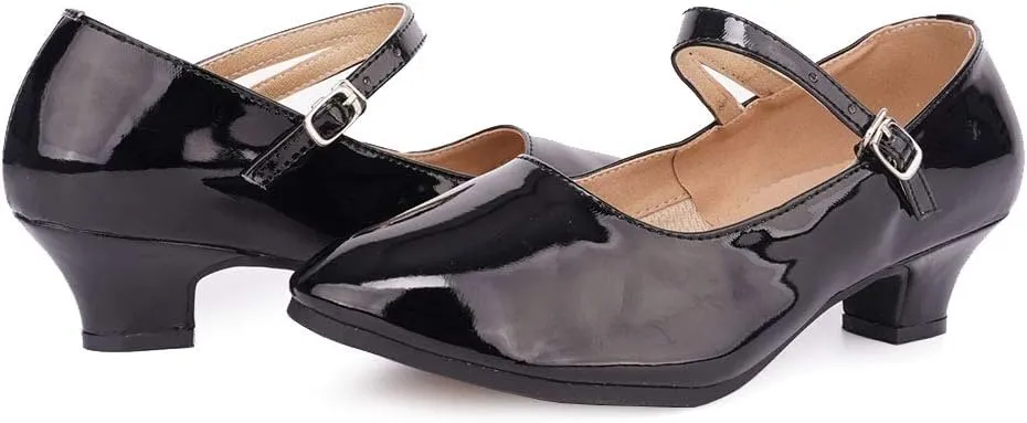 YKXLM Women's and Girls Latin Ballroom Dance Shoes Closed Toe Character Shoes Ankle Strap Salsa Tango Practice Ballroom Party Performance Shoe,Model DY-SD