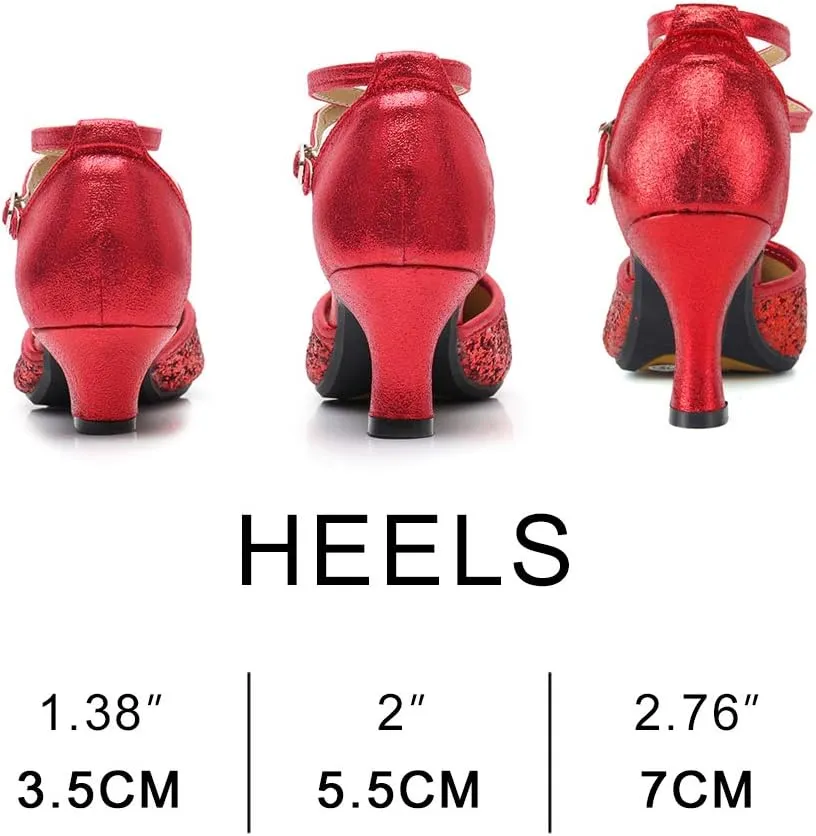 YKXLM Women's Closed Toe Latin Dance Shoes Net Surface Professional BallroomPerformance Dance Pump Heels,DYWMZK