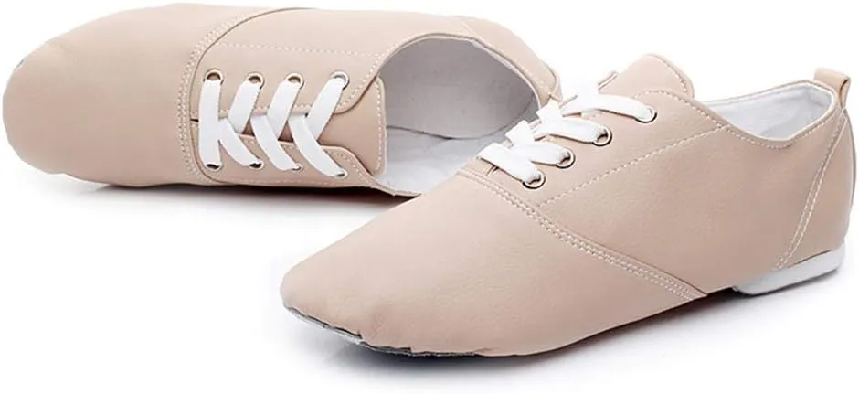 YKXLM Women's Leather Upper and Suede Split Sole Jazz Ballet Yoga Dance Shoes,Model TJDBPUFBJS