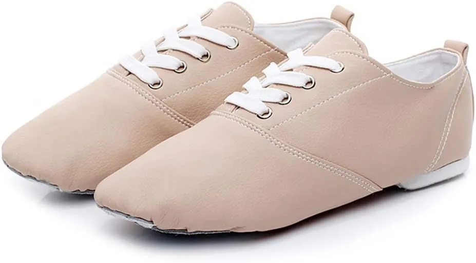 YKXLM Women's Leather Upper and Suede Split Sole Jazz Ballet Yoga Dance Shoes,Model TJDBPUFBJS