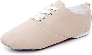 YKXLM Women's Leather Upper and Suede Split Sole Jazz Ballet Yoga Dance Shoes,Model TJDBPUFBJS