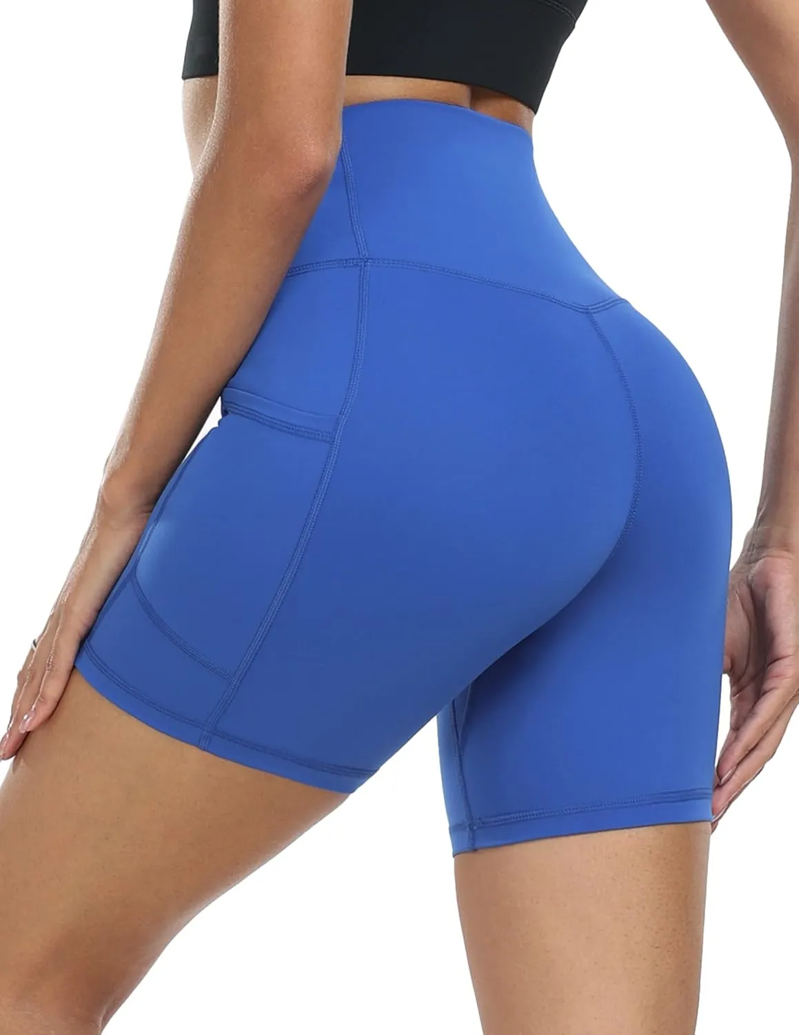 YUNOGA Womens High Waist Biker Shorts with Pockets 6"/8" Yoga Shorts Gym Workout Running Spandex Shorts