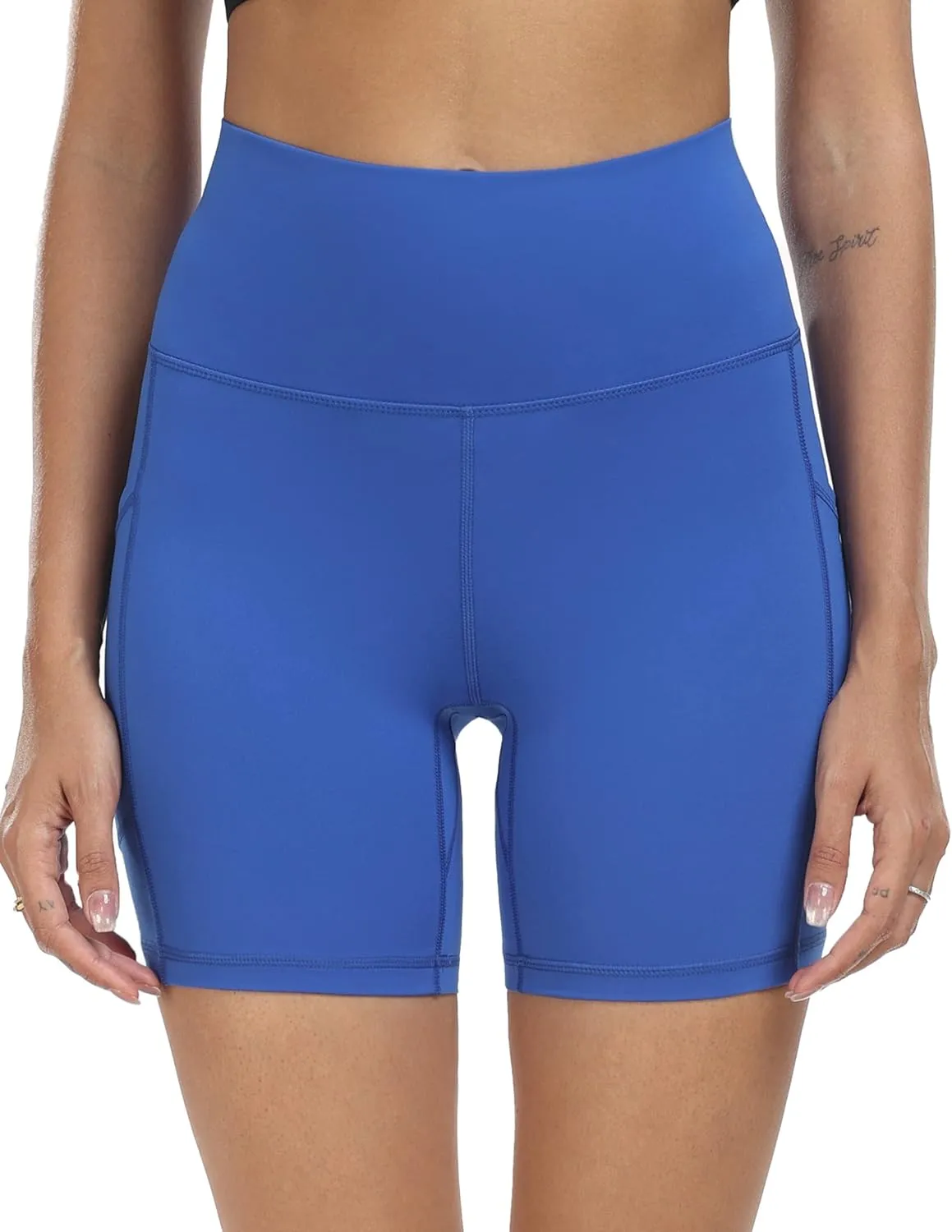 YUNOGA Womens High Waist Biker Shorts with Pockets 6"/8" Yoga Shorts Gym Workout Running Spandex Shorts