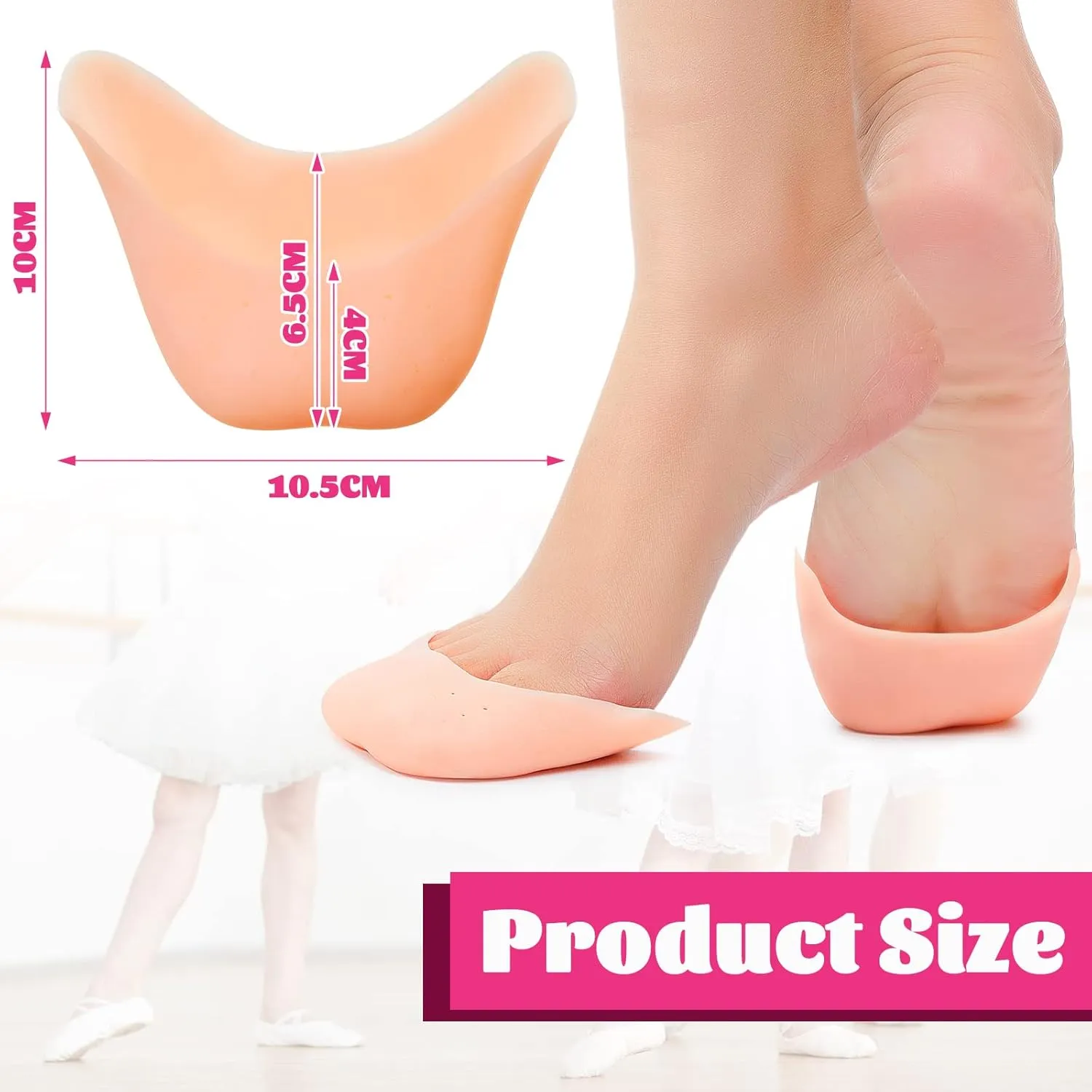 Zhanmai 6 Pcs Toe Cover Protectors for Women Silicone Toe Pouch Caps Gel Pads Pointe Shoes Protectors Gel Ballet Dance Sock Pads with Breathable Hole for Ball of Foot Metatarsal(Beige)