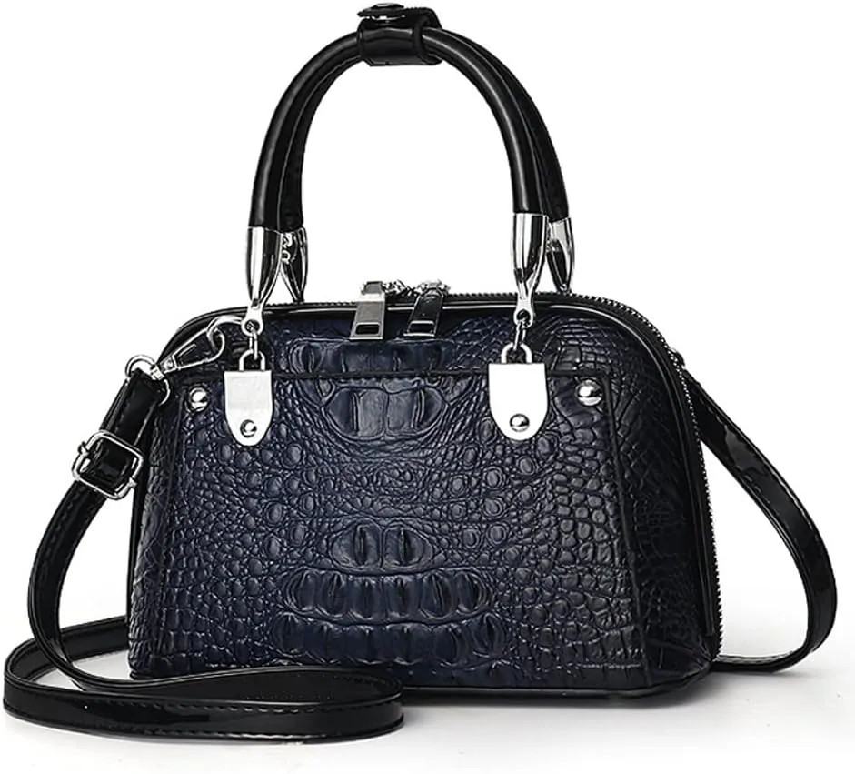 ZiMing Women Handbag Crocodile Embossed Purse Leather Satchel Bag Top Handle Bags Ladies Crossbody Shoulder Bag Medium Tote