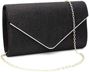 ZIUMUDY Women's Shinny Envelope Clutches Evening Party Handbag Purse Shoulder Chain Bag